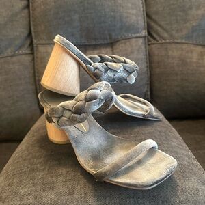 Dolce Vita Gray Heeled Sandals with Braided Straps